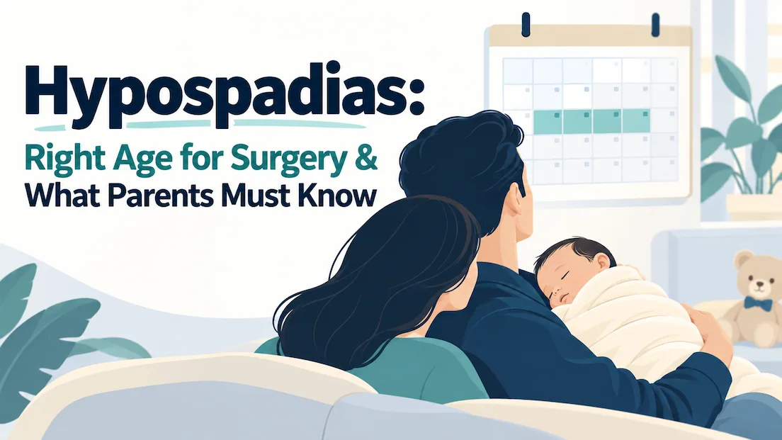 Illustration of parents holding their baby son, with a calendar in the background showing planned dates.
